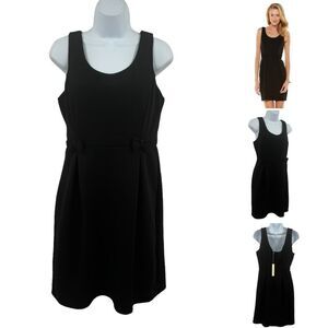 LC Lauren Conrad Bow Textured Little Black Pleated Dress